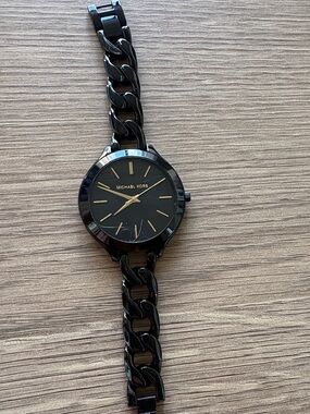 Michael Kors Black and Gold Link Bracelet Watch
